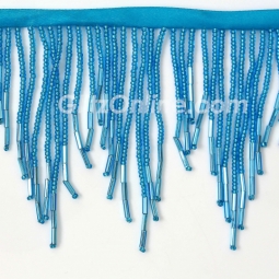 Turquoise Blue 3" Beaded Chevron Fringe 10 Yard Bolt